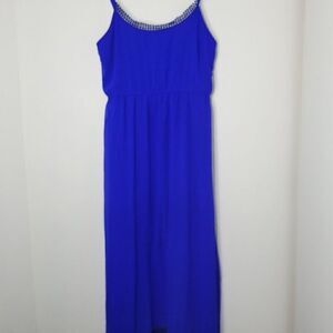 Ardene | Royal Blue Fit and Flare Maxi Dress Lace Trim Spaghetti Strap Size S